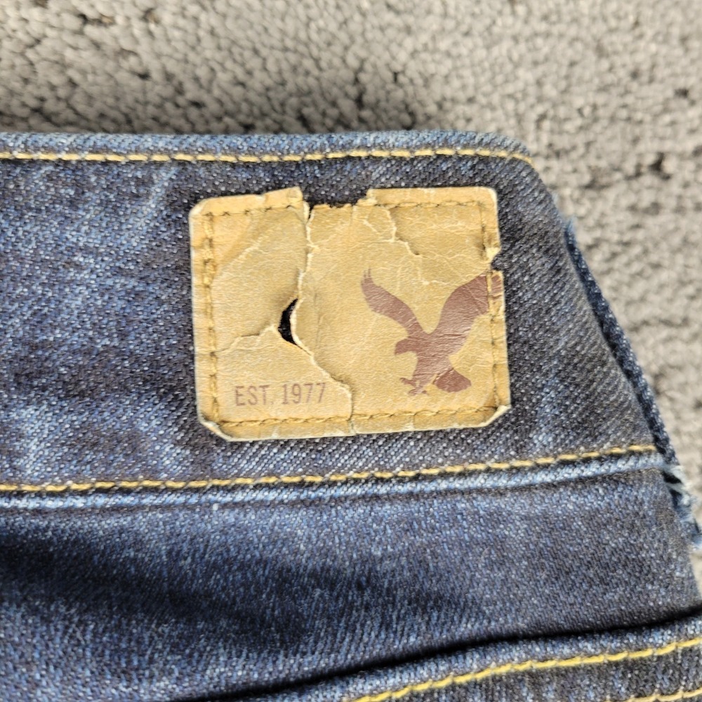 American Eagle Jeans Womens 12 Blue Artist Crop Stretch Dark Wash Mid Rise Denim - Picture 5 of 8